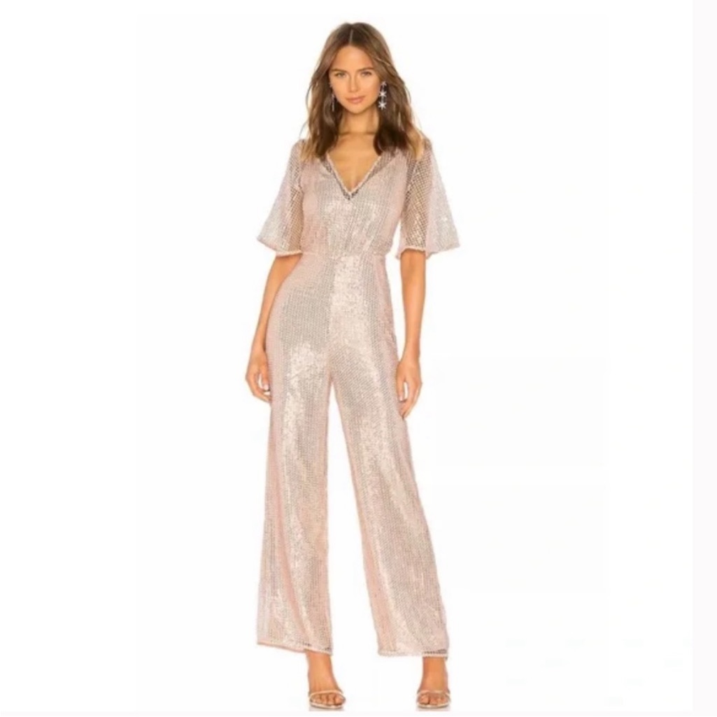 Revolve Nbd X Naven Camilla Jumpsuit In Peach Blush Size M